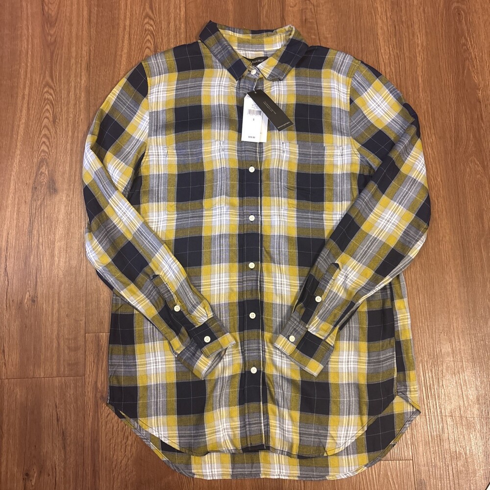 Banana Republic Flannel Shirt Women Small Plaid Boyfriend Fit NWT MSRP $59